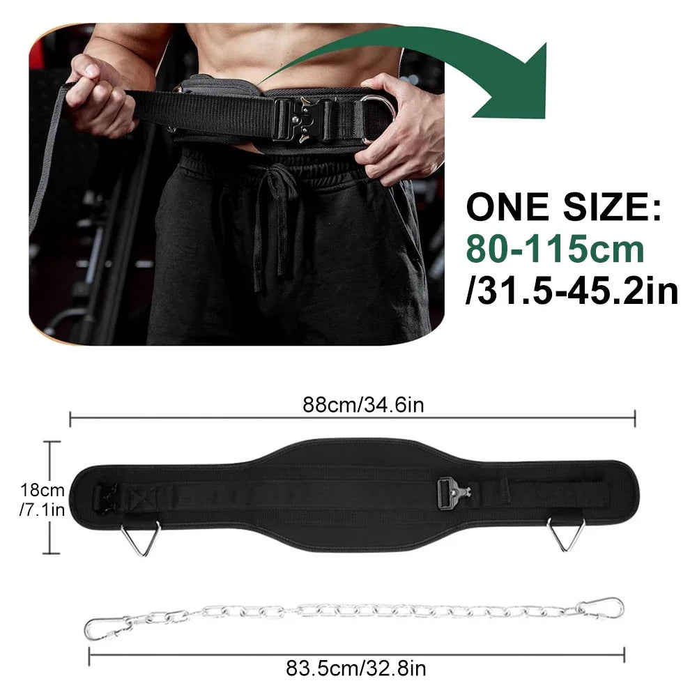 1Pcs Sports Dip Belt with Chain for Men Women, Weight Belt with Steel Chain, Safely Lifting up to 260kg for Pull Ups, Training