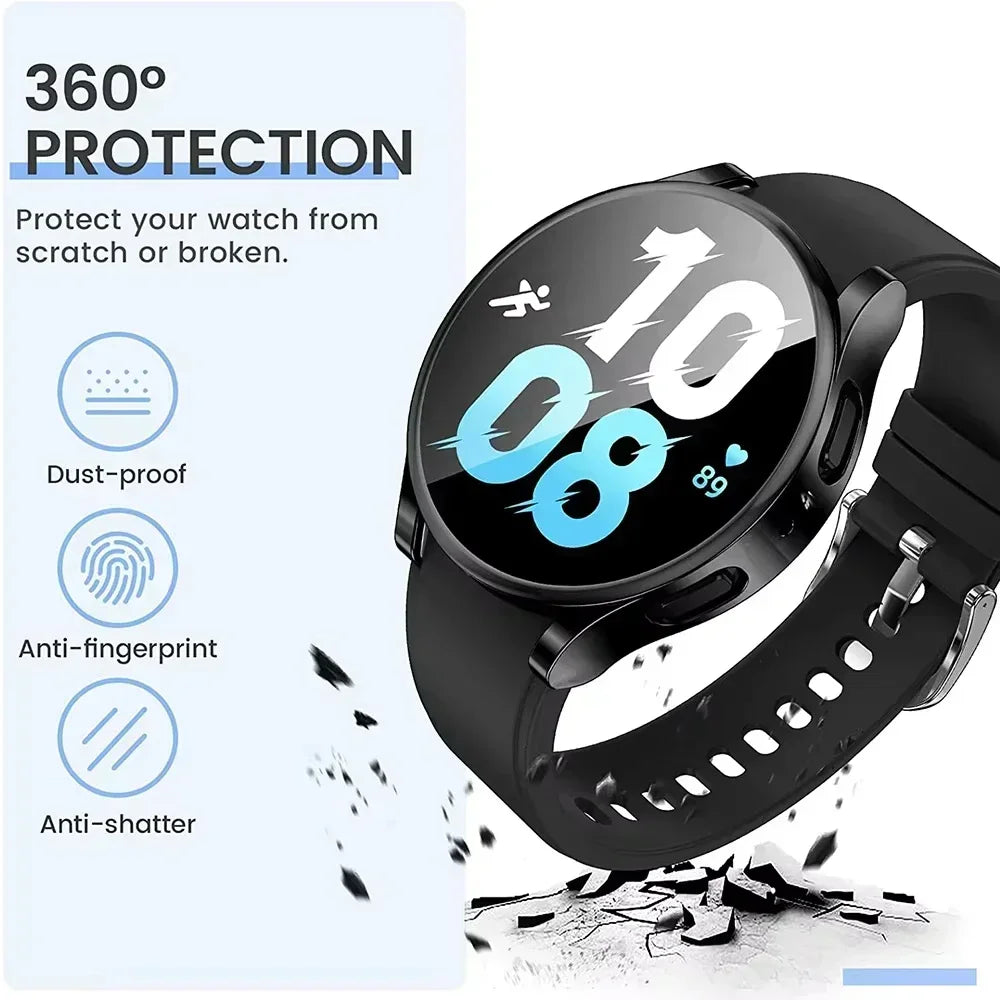 Protector Case For Samsung Galaxy Watch 4 5 6 7 FE 40mm 44mm Cover Coverage TPU Bumper Screen Protection Full 40mm Accessories