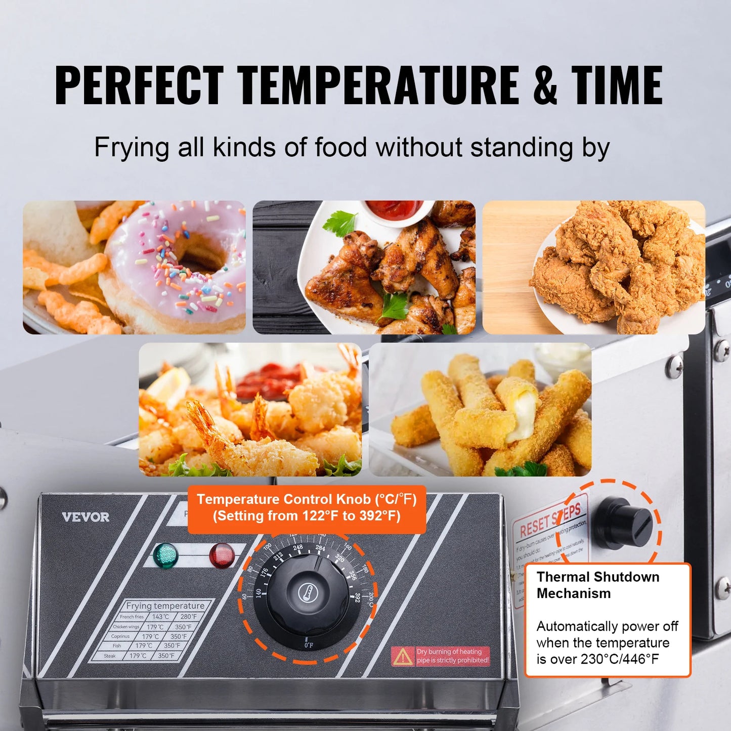 VEVOR Commercial Electric Deep Fryer, 24L 3000W Electric Countertop Fryer with Dual Removable Basket, for Kitchen, Restauran