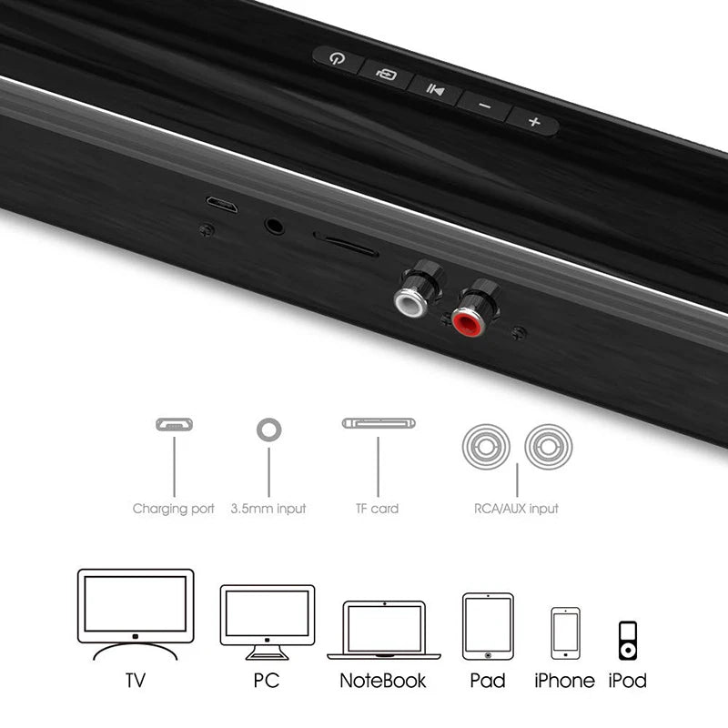 Portable 40W Bluetooth Speaker column High Power Speaker TV SoundBar for Computer Music Center Boom Box with TF AUX USB radio