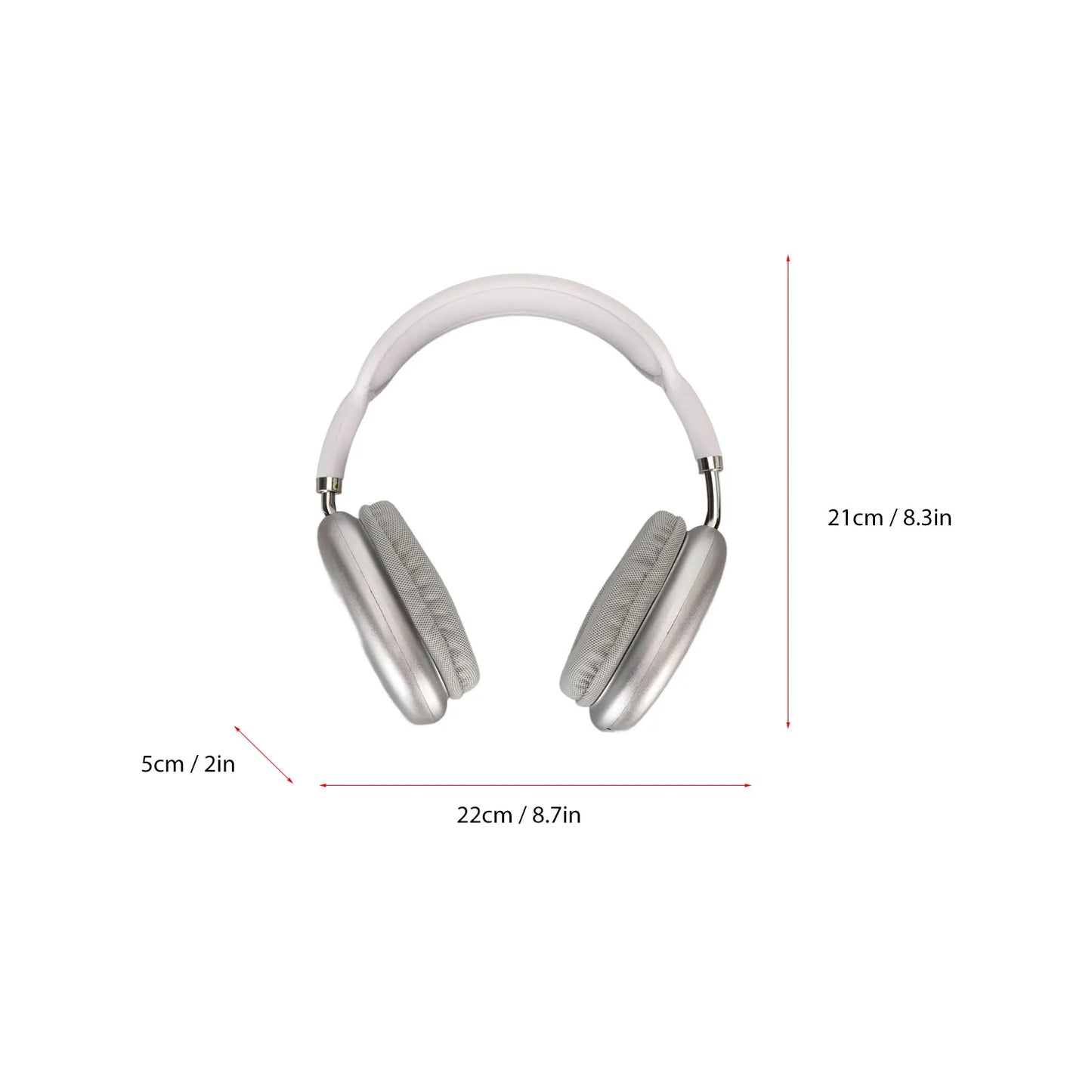 Bluetooth Headphone HiFi Deep Bass Built in Mic Support Memory Card Wireless Headset for Running Travel White