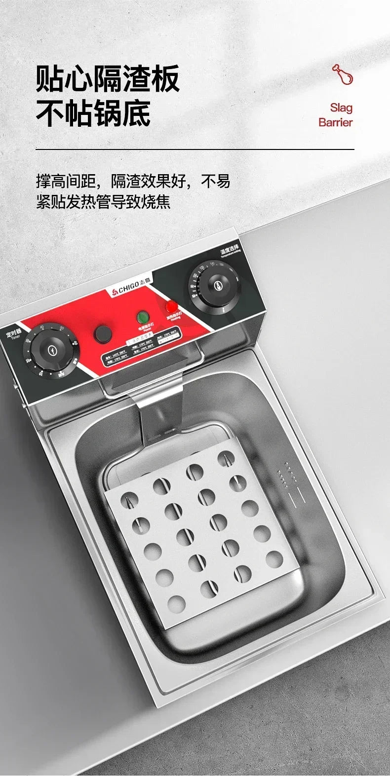 Chigo Professional Fryer Electric Cookware for Kitchen Deep French Fries Commercial Fryers Frying Oil Cooker Timer Arfrai 10L Ar