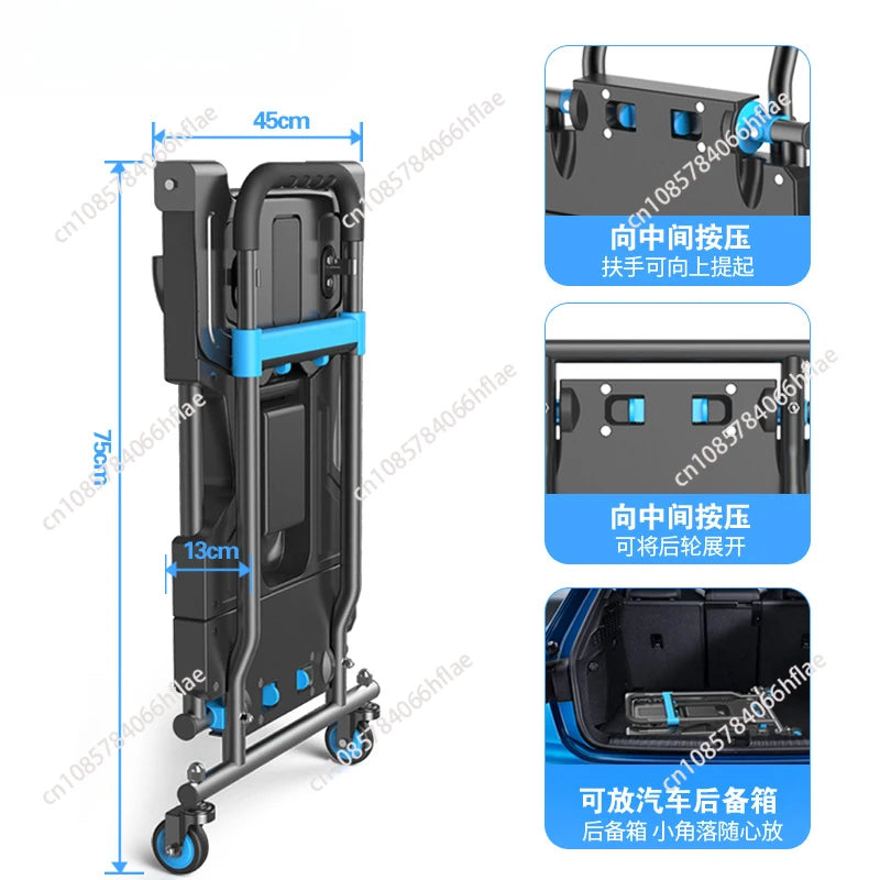 Shifter Multi-Position Folding Hand Truck and Cart, 300 lb. Weight Capacity, blue