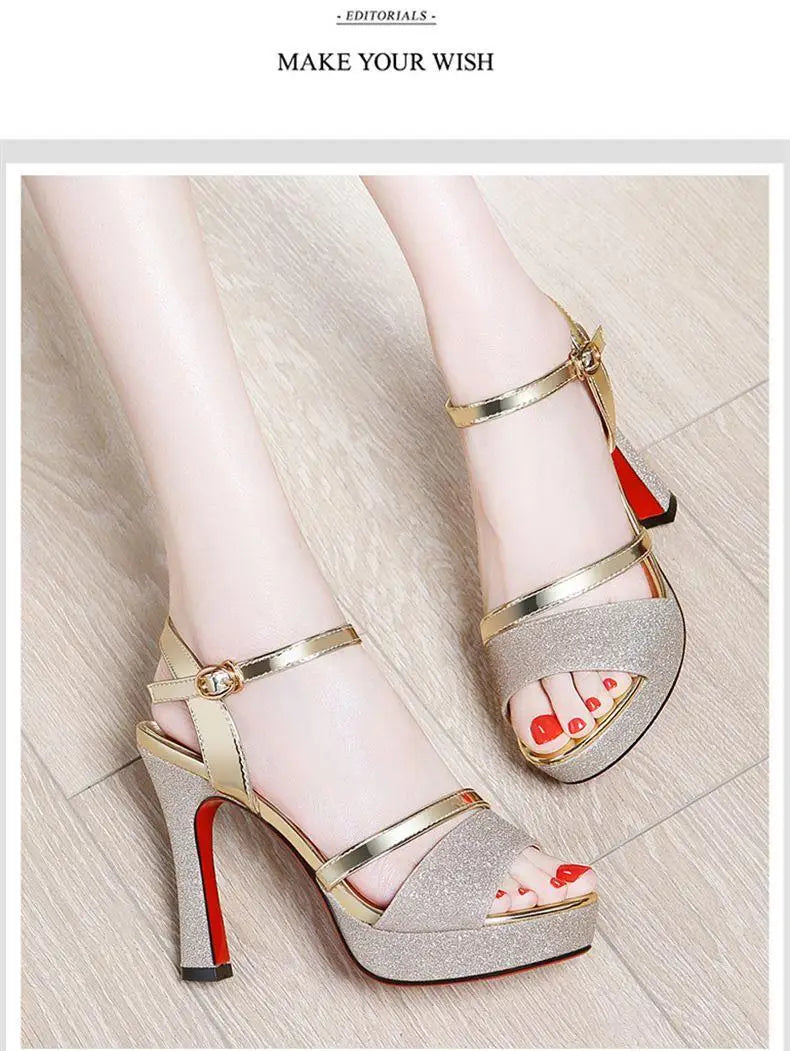 Luxury Women's Pumps Peep Toe Sexy Women Sandals High Quality Fish Mouth Shoes 11.5CM High Heels Shoes Women sandalias de mujer