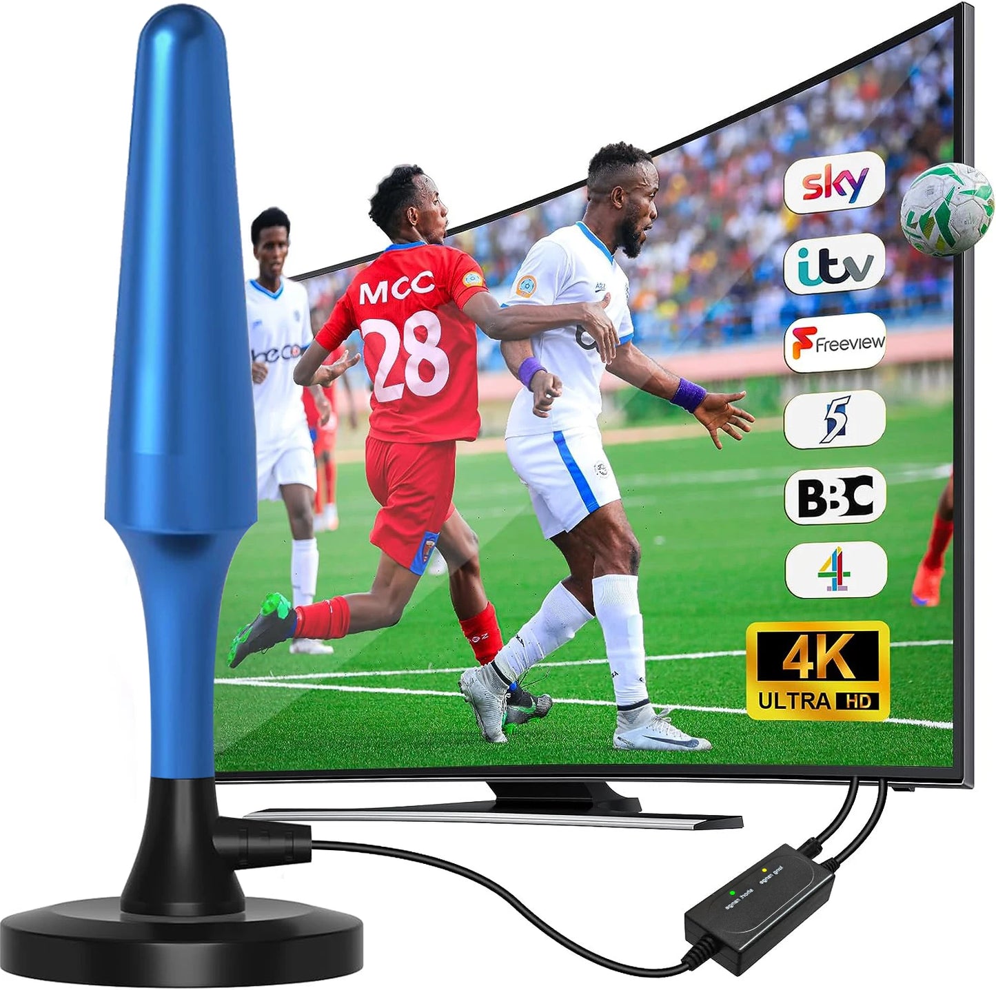 Digital Antenna for Smart TV, 2024 Upgraded Outdoor/Indoor HD Digital Portable TV Antenna with Signal Booster Long range