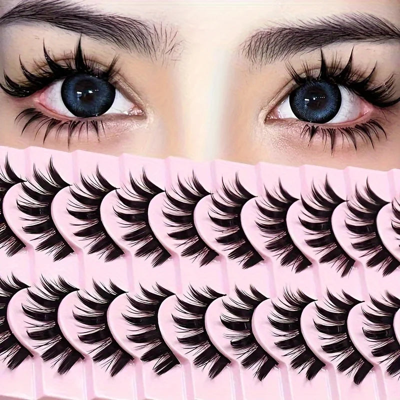 10 pairs of false eyelashes, thick eyelash extensions, reusable eyelash eye makeup tools (10 pairs)