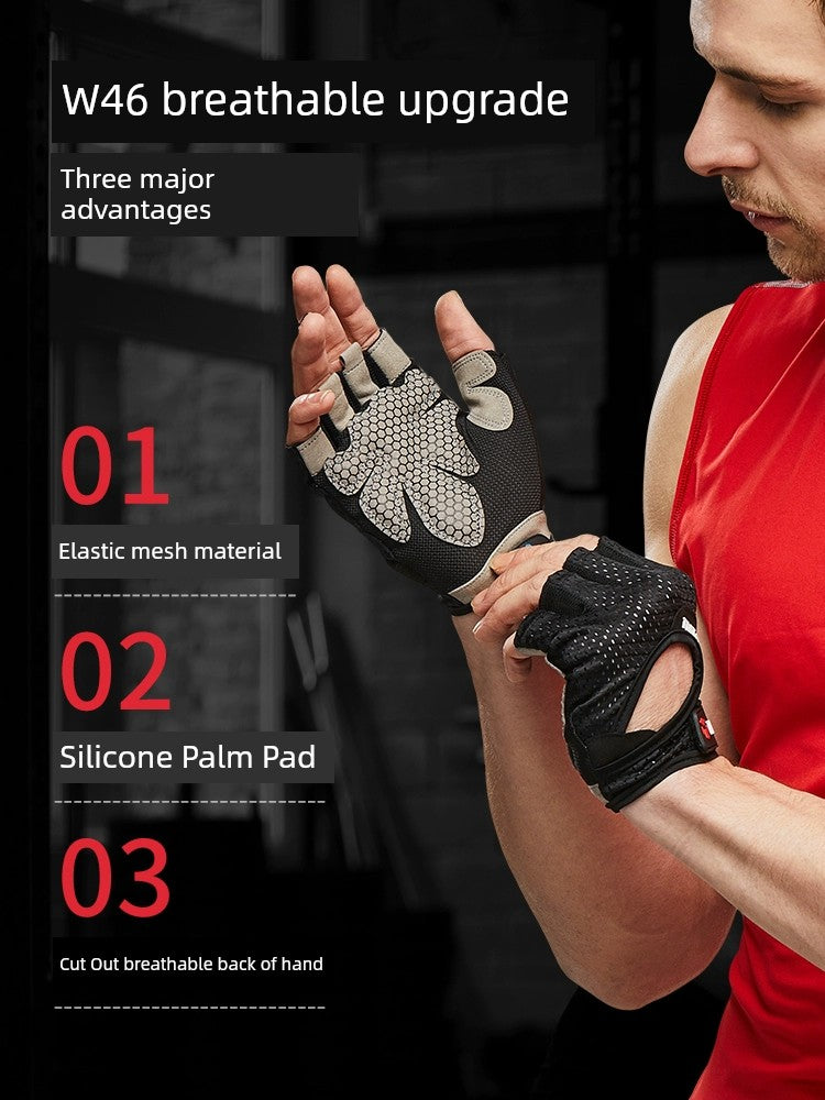 Fitness Gloves Men's Horizontal Bar Women's Equipment Iron Belt Wristband Training Non-Slip Half Finger Sports Pull-up Anti-Cocoon