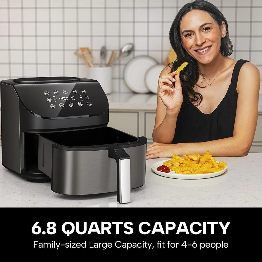 Air Fryer 6.8 Quarts, 10-in-1 Functions, Roast, Bake, Broil, Dehydrate, Nonstick & Dishwasher, Digital Touchscreen Air Fryers