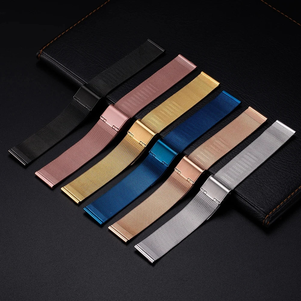 18mm 22mm 20mm Watch Band For Samsung Galaxy Watch 7/6/5/4/3 40mm 44mm S3 Active2 Huawei Watch GT4 GT3 Gt2e Stainless Steel Band