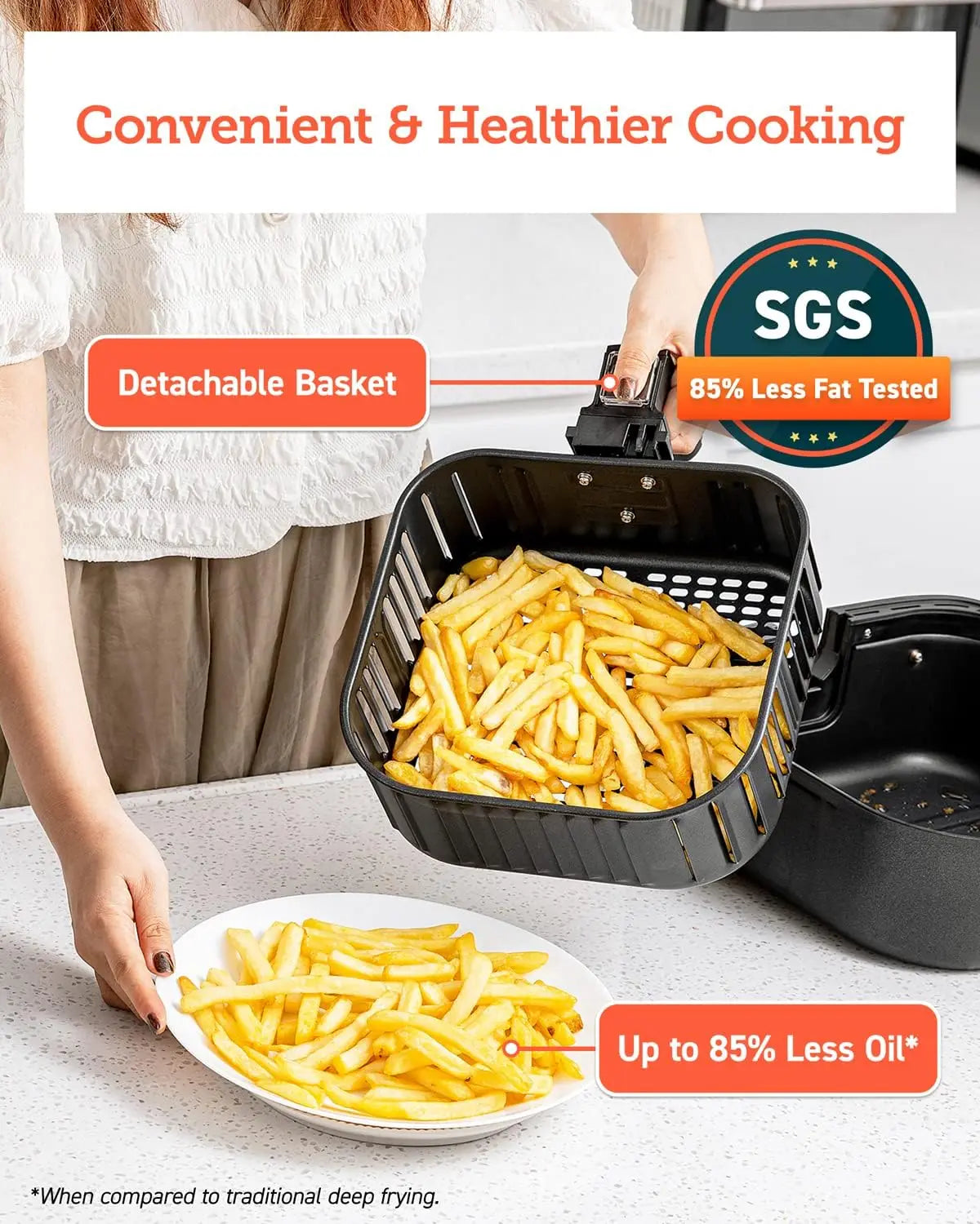 Pro Gen 2 Air Fryer 5.8QT, Upgraded Version with Stable Performance & Sleek New Look, 13 One Touch Functions, 100 Paper