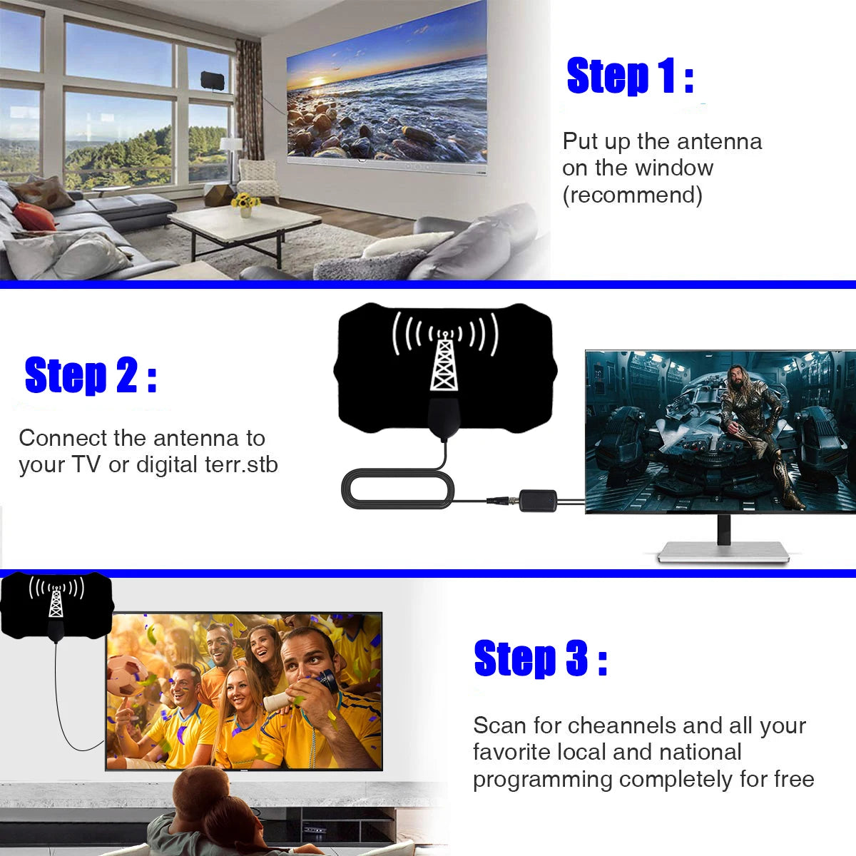 2024 Newest TV Antenna Indoor Digital, Long 5000Miles Range Smart TV Antenna, HD Antenna Amplified Support 8k 4K 1080p