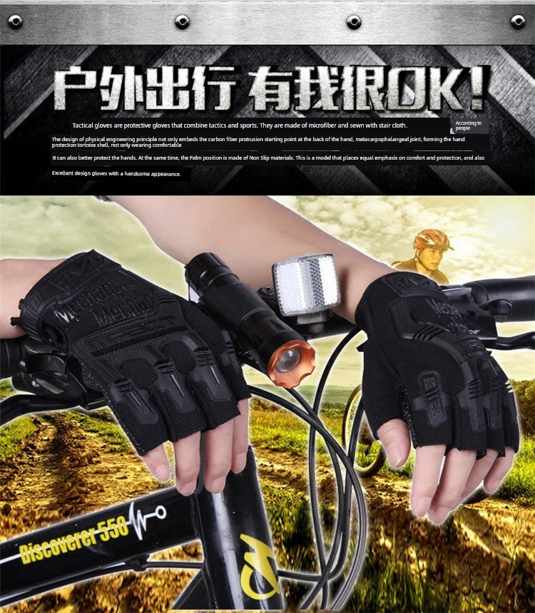 Special Forces Camouflage Gloves Men Sports Fitness Half Finger Outdoor Biking Mountain Climbing Tactical Open Finger Fighting Breathable Long Sleeve