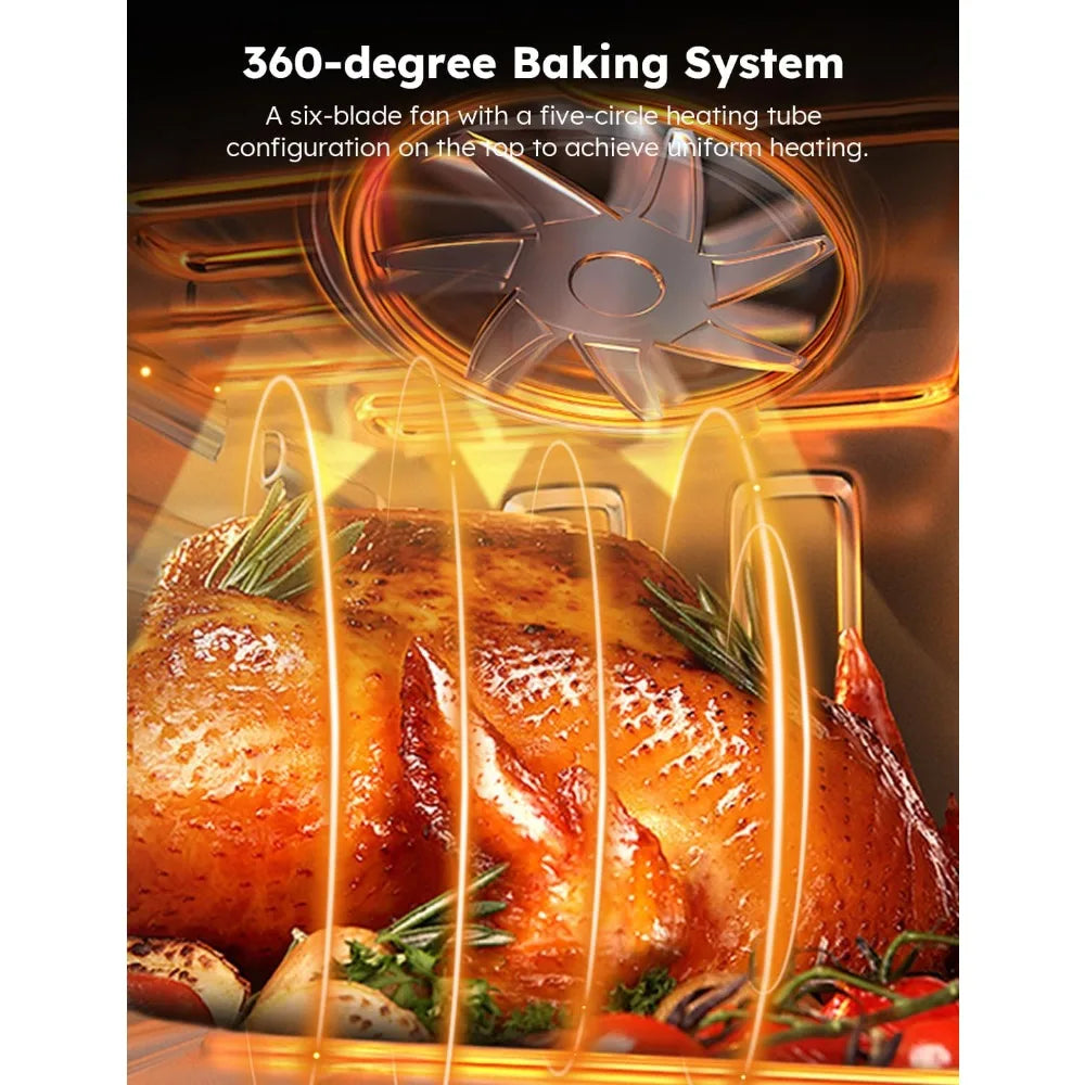 Brio Air Fryer Oven, 15.5Qt X-Large Family Size, SS Rotisserie Basket &Skewer-Kit, Reversible Ultra Non-Stick Grill/Griddle