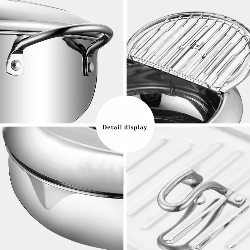 Deep fryer Stainless Steel Tempura Fryer Temperature Control Fried Chicken Fried Pan Cooking Tool Gas Electric Stove Universal