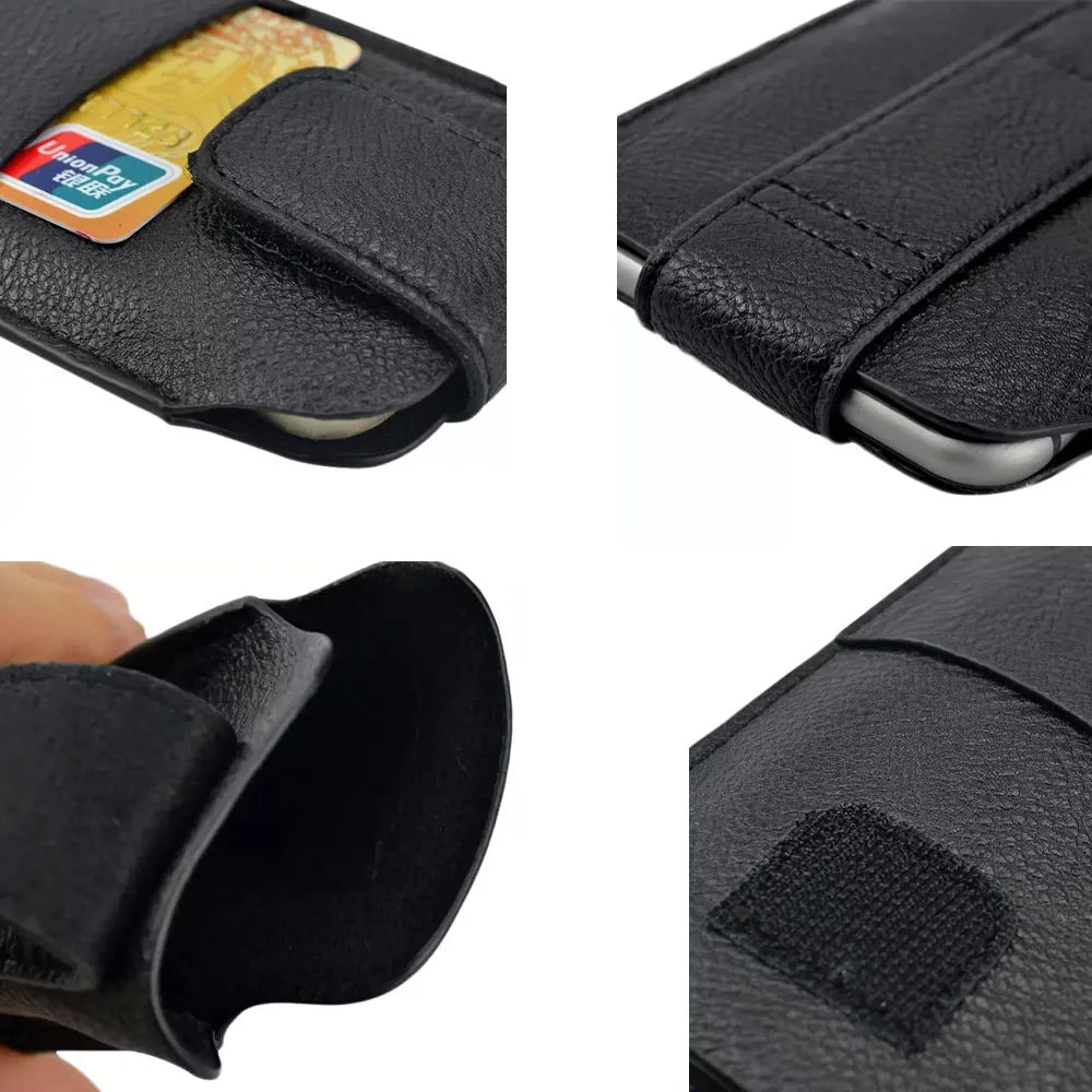 PU Leather Card Holder Waist Belt Phone Pouch Case For Huawei Mate 30 20 Pro P30 P20 Lite,Nova 5T 7 9 SE,Y5 Y6 Y7 Y9 P Smart Bag