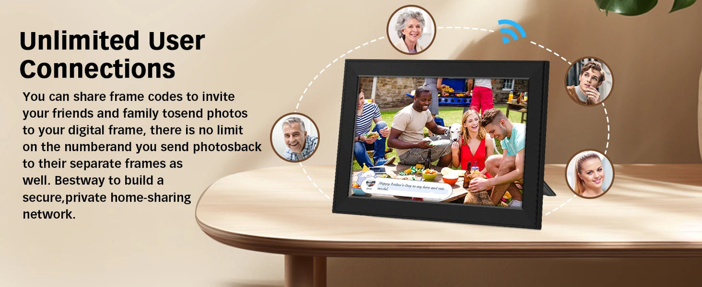 WiFi Digital Photo Frame 10.1 Inch Smart Digital Picture Frame with 1280x800 IPS HD Touch Screen Home Decoration for You Gift