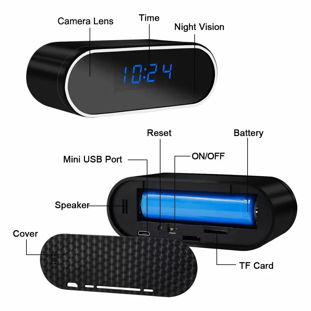 Fully upgraded and improved WIFI mini 4K HD clock camera, supporting infrared night vision, mobile detection, and remote viewing