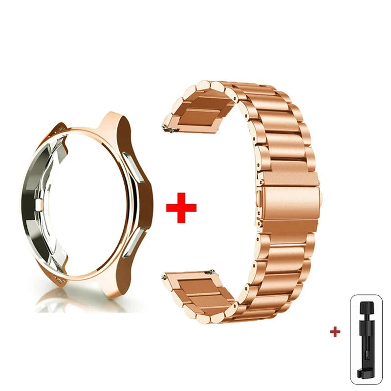 Band+Case for Samsung Galaxy Watch 6 5 4 44 40mm 4/6 Classic 46 42mm Stainless Steel Bracelet Galaxy Watch 3 5 Pro 41 45mm Strap