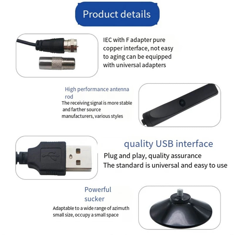 TV Antenna High Gain Indoor Digital Antenna Amplified Signal Booster For Wide Range HDTV Reception Home TV