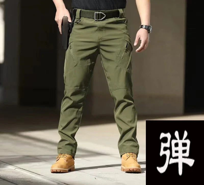 Mens Spring Autumn Tactical Cargo Elastic Pants Combat Trekking Hiking Camping Climbing Run Sport Cycling Work Outdoor Trousers