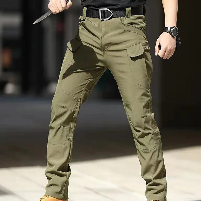 Mens Tactical Cargo Pants Climbing Hiking Camping Fishing Hunting Elastic Trousers Quick Dry Trekking Sports