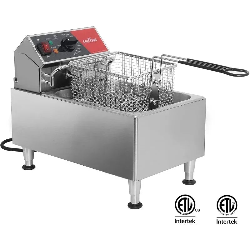 CROSSON ETL Listed 13Lbs Electric Deep Fryer Countertop with Easy-assembling Solid Basket Removeable Oil Container