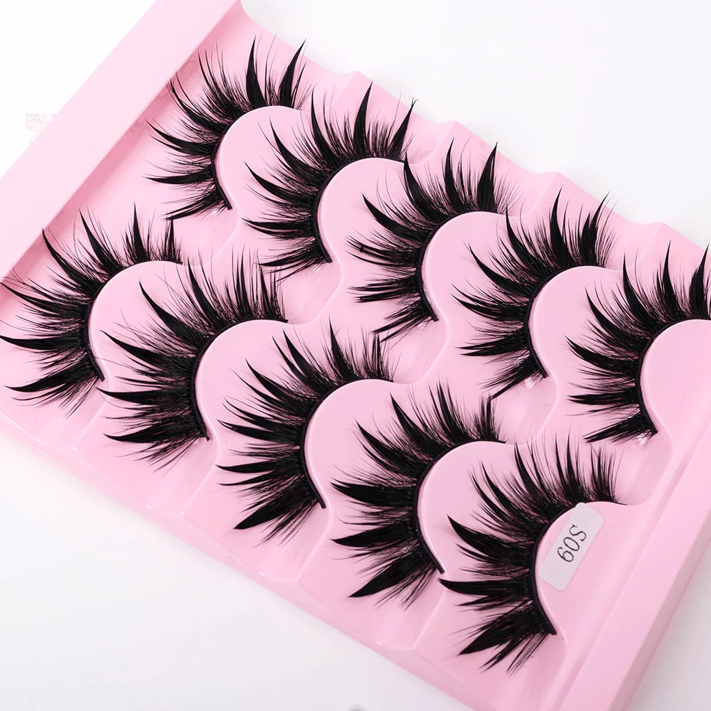 5Pairs Halloween Lash Drip False Eyelashes Unique Wet Look Hydrated Effect Multi-Length Rewearable Fake Eyelashes