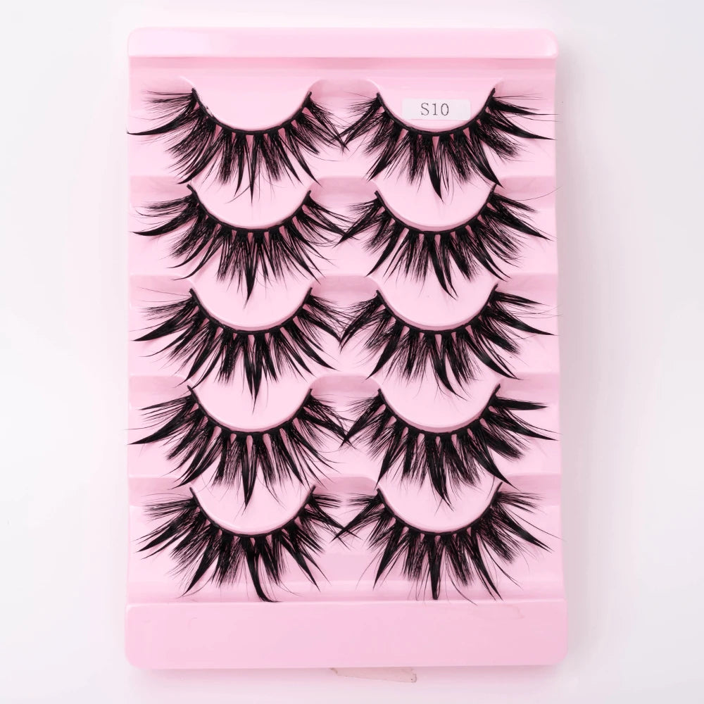 5Pairs Halloween Lash Drip False Eyelashes Unique Wet Look Hydrated Effect Multi-Length Rewearable Fake Eyelashes