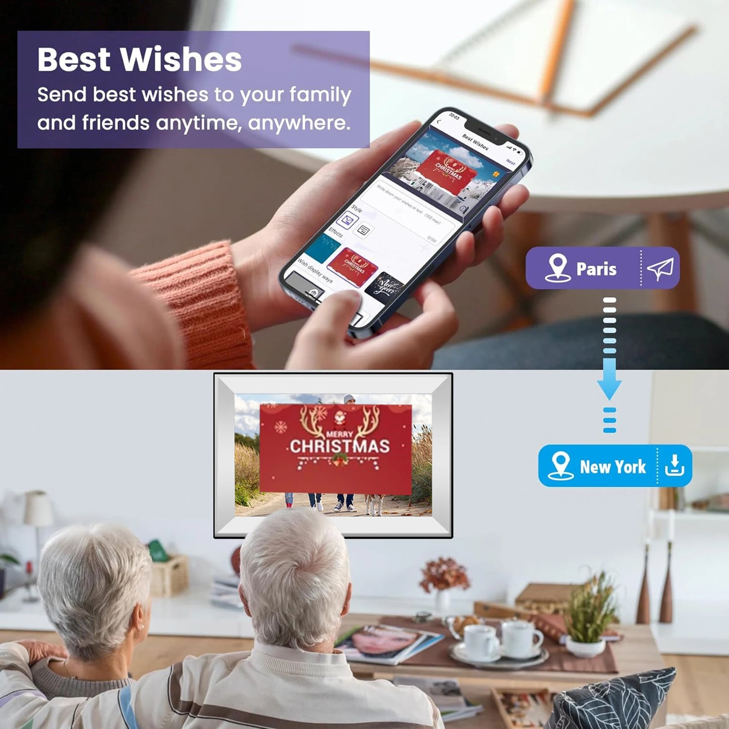 Digital Picture Frame 10.1 Inch 32GB Smart WiFi Digital Photo Frame with 1280x800 IPS HD Touch Screen Wall Mountable