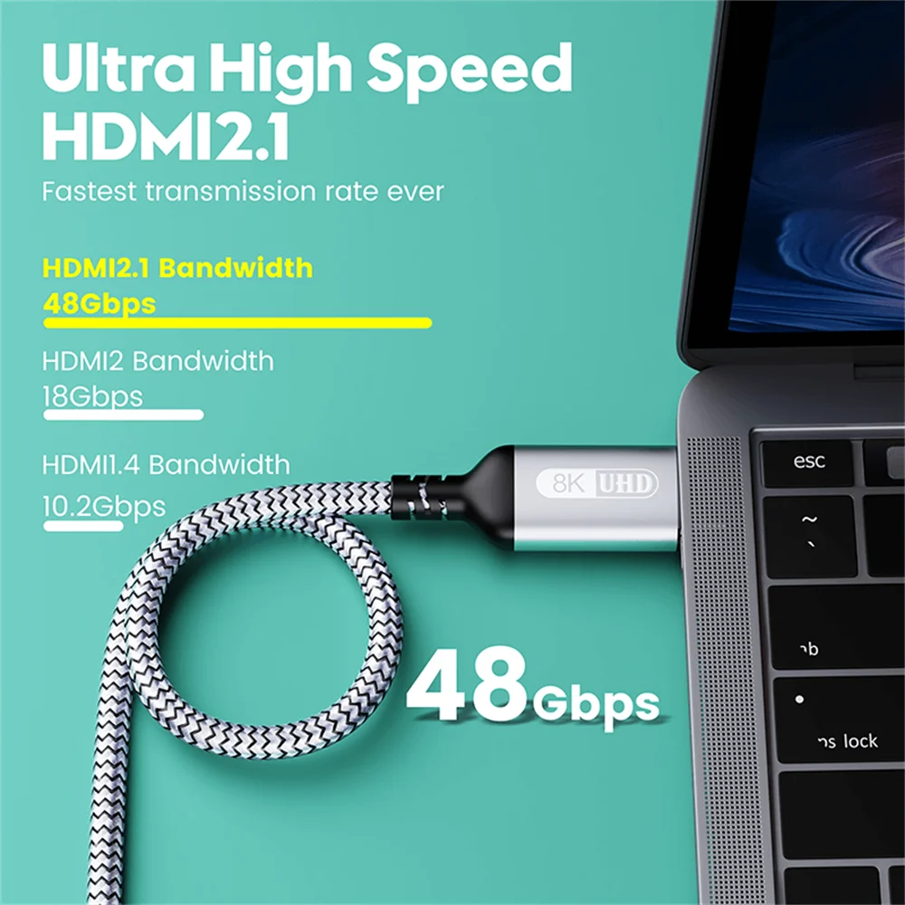 Vothoon 8K Cable 2.1 120Hz 4K HDMI-compatible Cable 8K Ultra High Speed HDR eARC for HDTV XBox Projector PS5