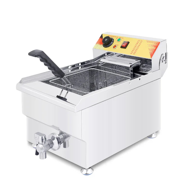 17L Single Cylinder Commercial Electric Deep Fryer Potato Chips Frying Machine Stainless Steel Chicken Fryer Cooking Appliance