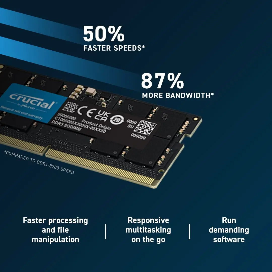 Crucial RAM 16GB 24GB 32GB 48GB DDR5 5600MHz PC5-44800 Laptop Memory, non-ECC SODIMM