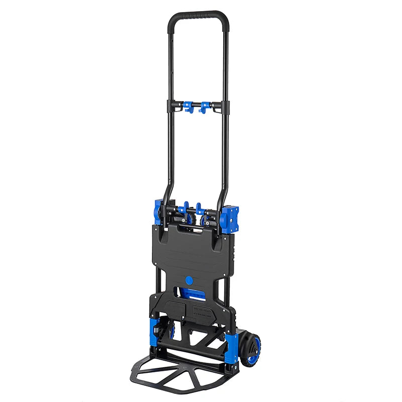 2 in 1 Folding Hand Truck Aluminum Trolley Portable Handcart 4 Wheel Flatbed Truck Outdoor Camp Wagon Multifunction Luggage Cart