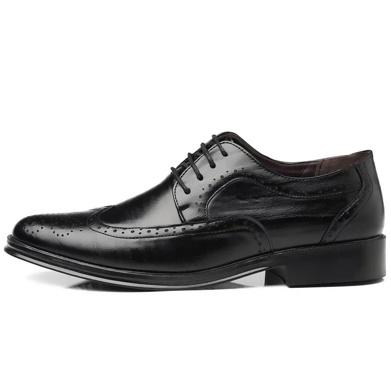 Handcrafted Mens Oxford Shoes Genuine Calfskin Leather Brogue Dress Shoes Classic Business Formal Shoes Man
