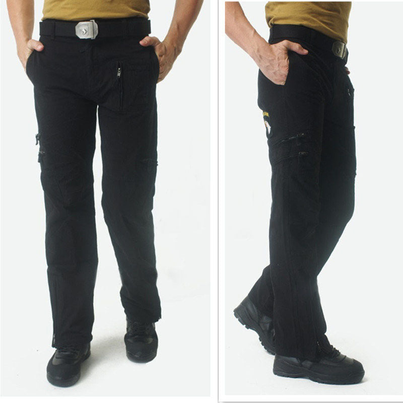 Color: Black, Size: 36 - Tactical Tooling Mountaineering Pants Men's Loose Straight Leg Long Camouflage Army Pants
