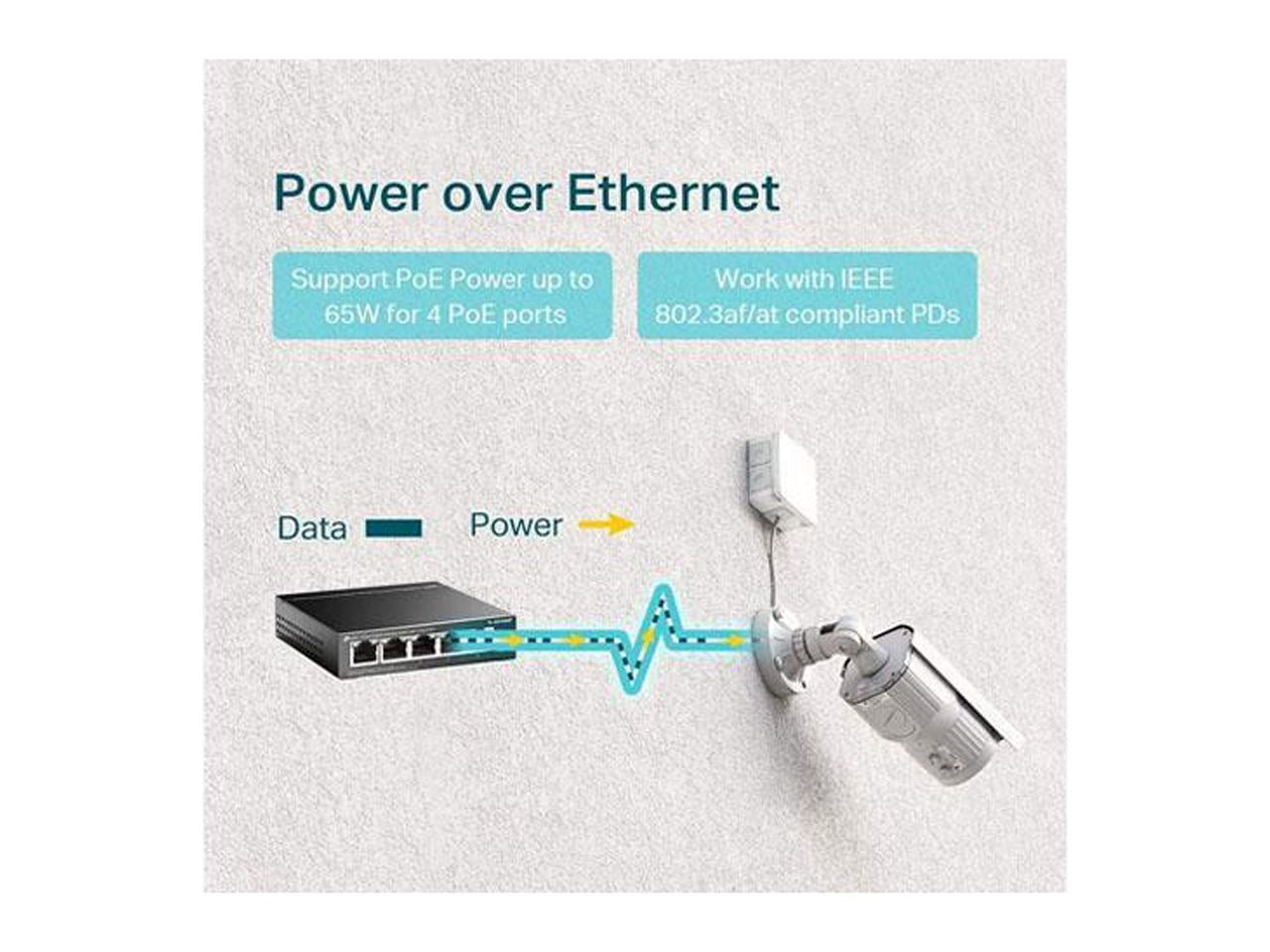 TP-Link TL-SG1005P| 5 Port Fast Ethernet PoE Switch | 4 PoE+ Ports @67W | Desktop | Plug & Play | Sturdy Metal w/ Shielded Ports | Fanless | Limited Lifetime Protection | Extend & Priority Mode