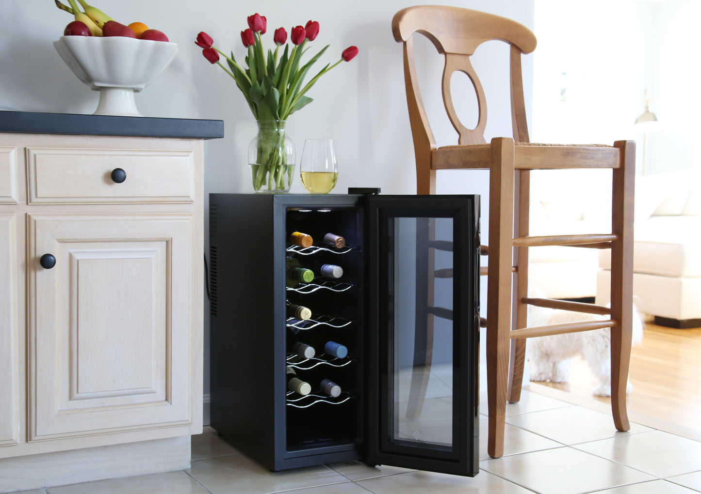 Ivation 12 Bottle Thermoelectric Freestanding Wine Cooler - Black