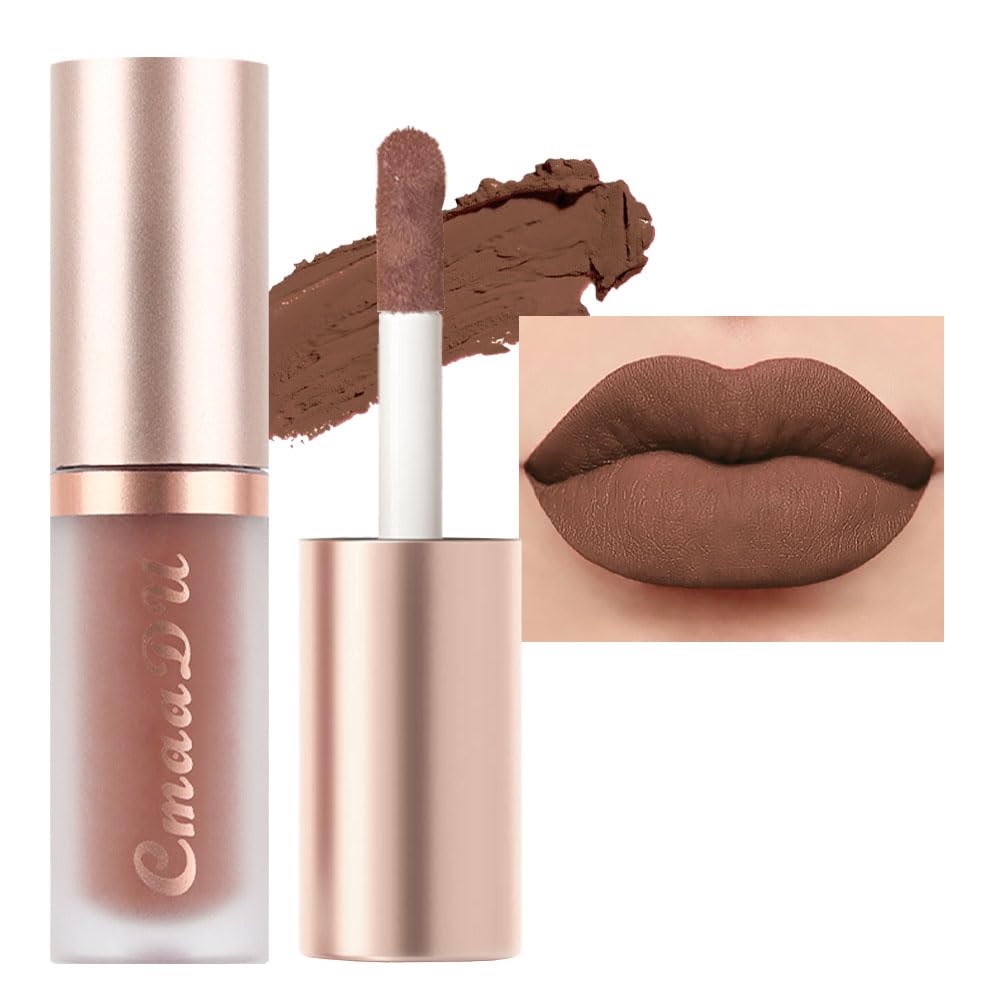 evpct 6Pcs Lipstick Matte Liquid Lipstick Lipgloss Set for Women, Dark Deep Bright Ruby Sexy Brick Red Mauve labiales mate 24 horas originales matte larga duracion 24 Hour Lipstick Long Lasting