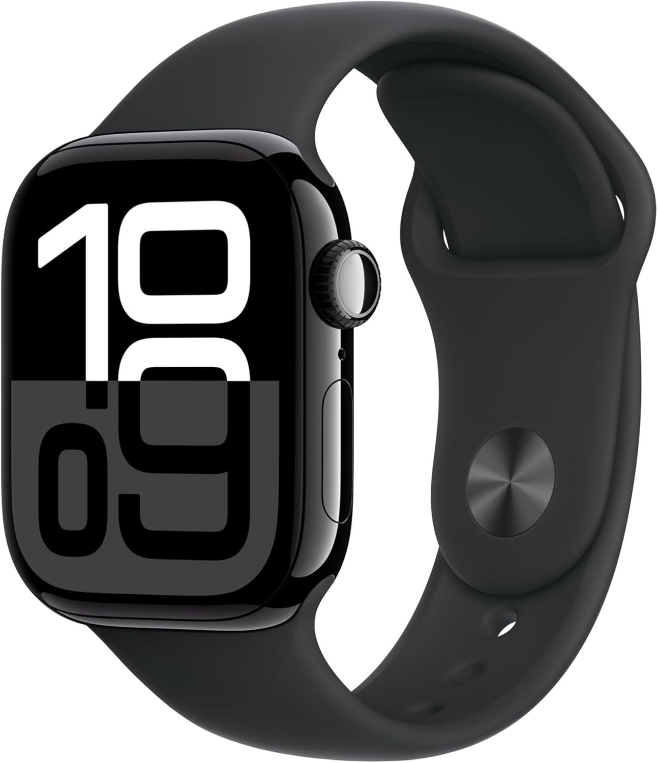 Apple Watch Series 10 [GPS 46mm case] Smartwatch with Jet Black Aluminium Case with Black Sport Band - M/L. Fitness Tracker, ECG App, Always-On Retina Display, Water Resistant