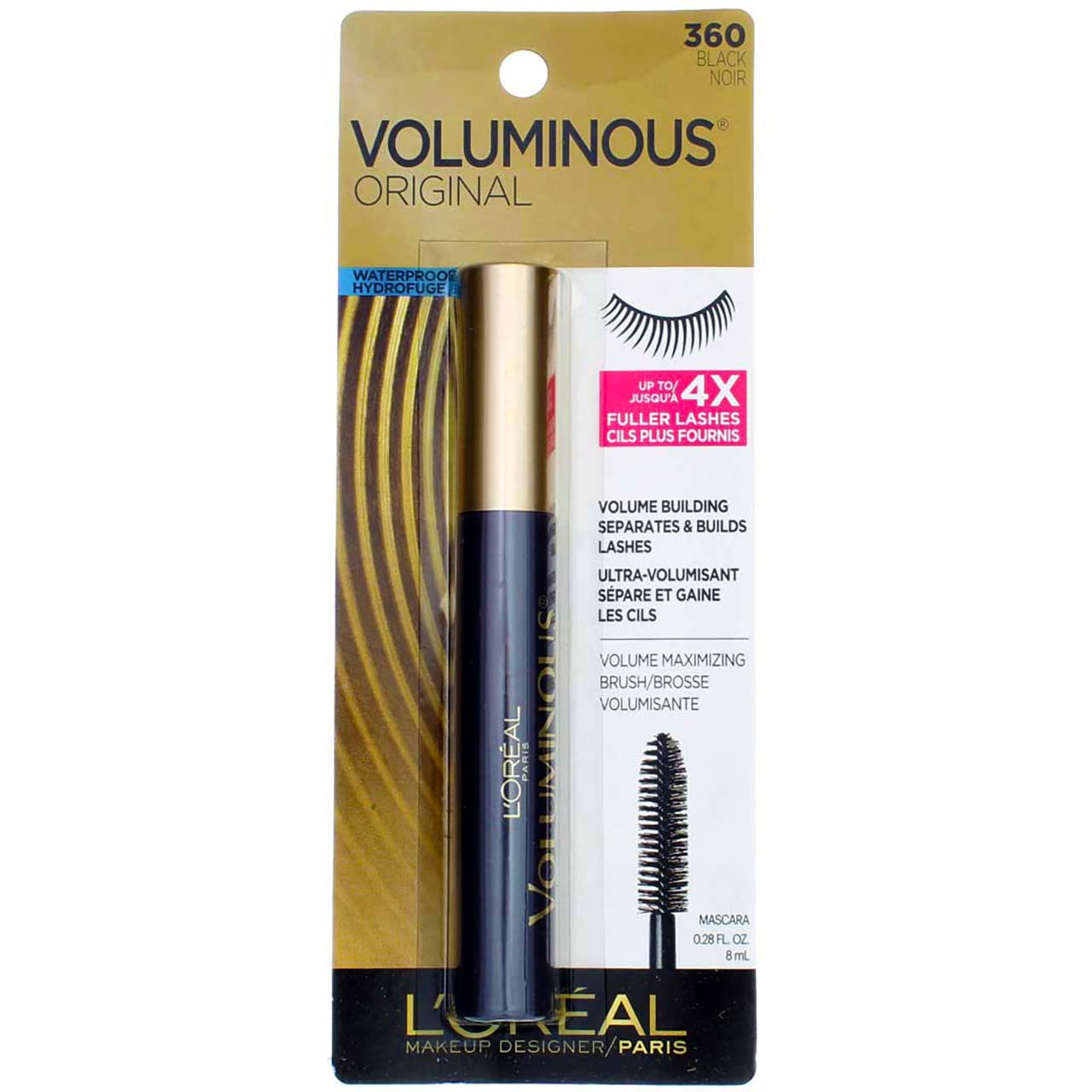 L’Oreal Paris Original Voluminous Mascara, Building Mascara Volume and Length Formula, Washable, Carbon Black, 0.26 Fl Oz., 1 Count
