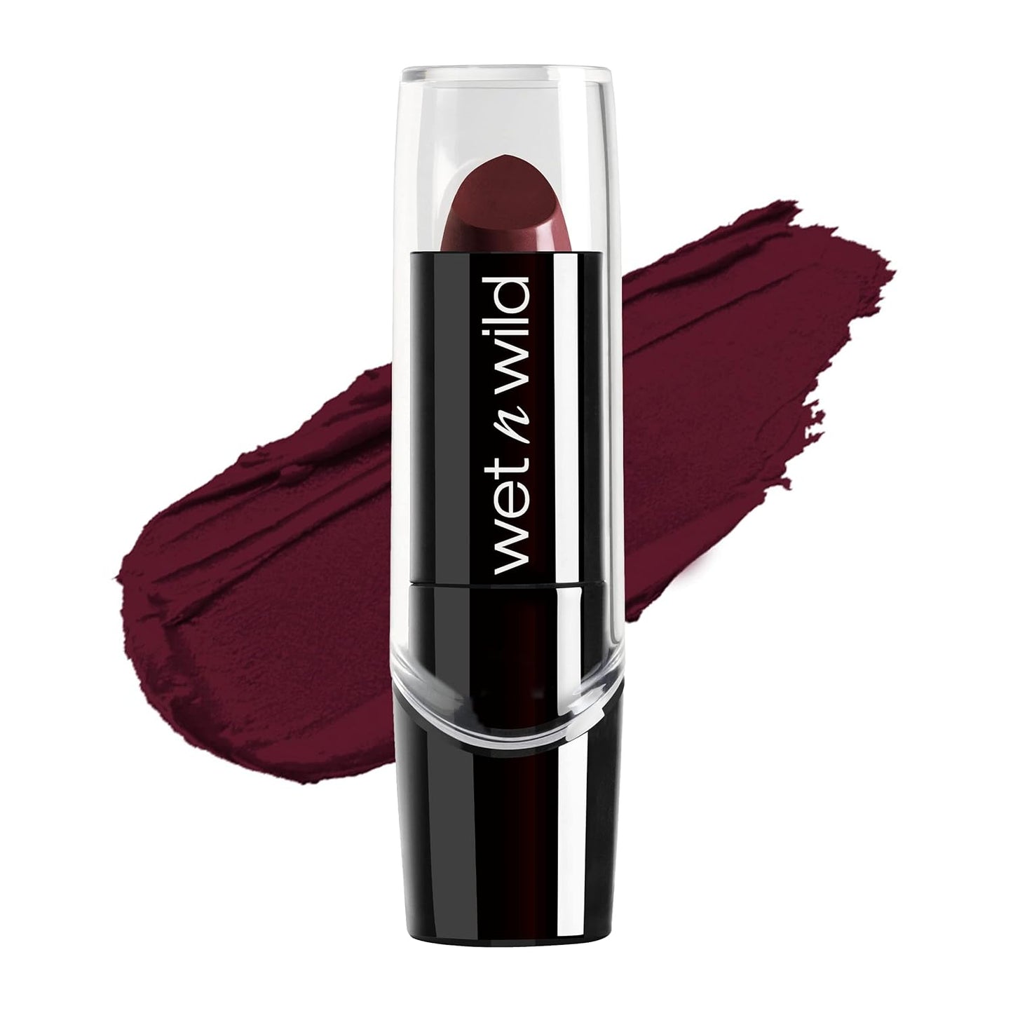 wet n wild Silk Finish Lipstick, Hydrating Rich Buildable Lip Color, Formulated with Vitamins A,E, & Macadamia for Ultimate Hydration, Cruelty-Free & Vegan - Dark Wine