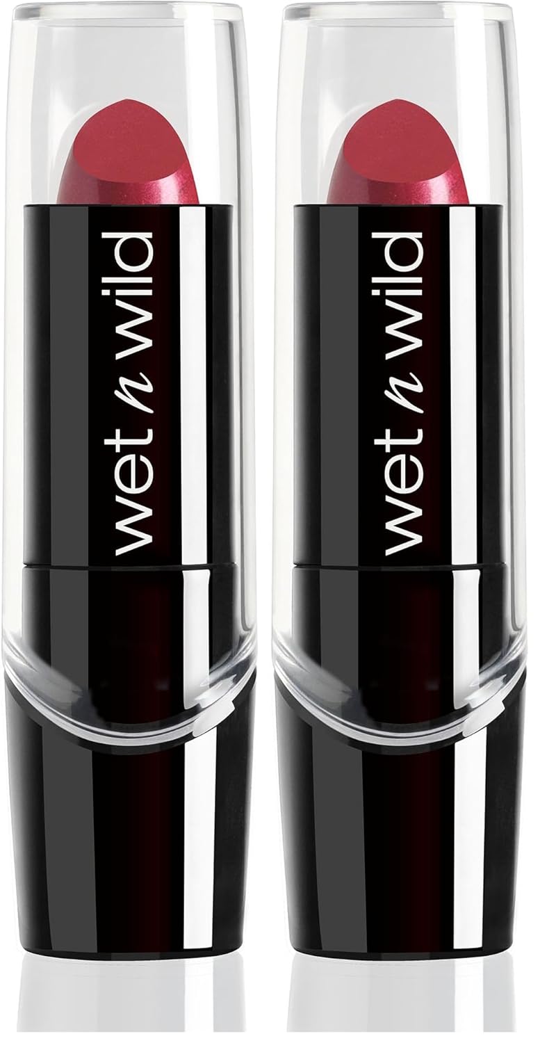 wet n wild Silk Finish Lipstick, Hydrating Rich Buildable Lip Color, Formulated with Vitamins A,E, & Macadamia for Ultimate Hydration, Cruelty-Free & Vegan - Dark Wine
