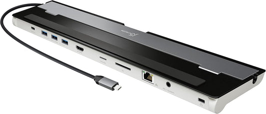 j5create USB-C 4K HDMI Docking Station (9-in-1), 4K HDMI, 5Gbps USB-A x3, Card Reader, PD 100W, Gigabit Ethernet, Combo Audio Jack, for MacBook, and Windows USB-C Laptop (JCD533)