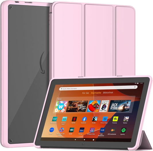 New Amazon Fire HD 10 Tablet Case(Only Fit 13th Gen, 2023 Release), Sanyetral Premium PU Leather Trifold Stand PC Clear Back Cover Case with Auto Wake/Sleep, Not for Nokia iPad Samsung -Navy Blue