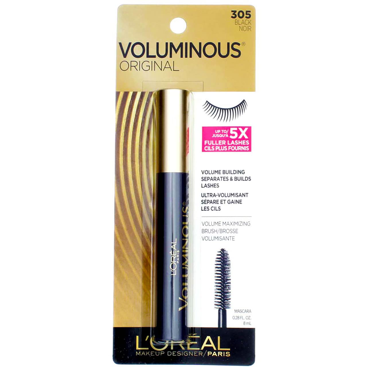 L’Oreal Paris Original Voluminous Mascara, Building Mascara Volume and Length Formula, Washable, Carbon Black, 0.26 Fl Oz., 1 Count