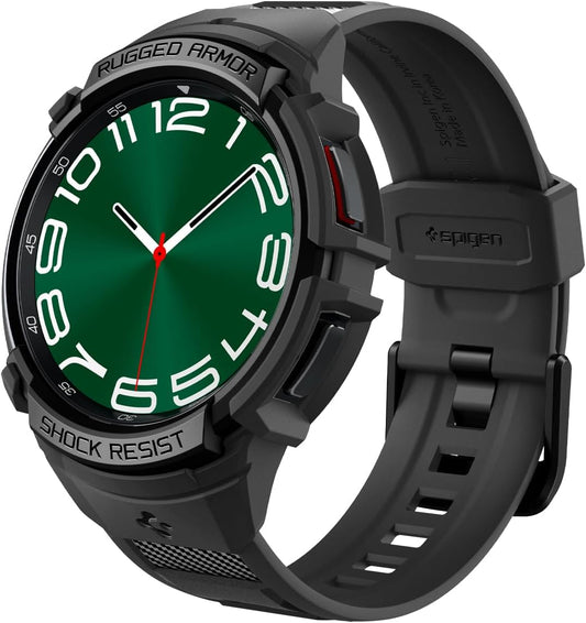 Spigen Rugged Armor Pro Designed for Samsung Galaxy Watch 6 Classic 47mm Case with Band, Rugged Galaxy Watch Band with Protective Case (2023) - Black