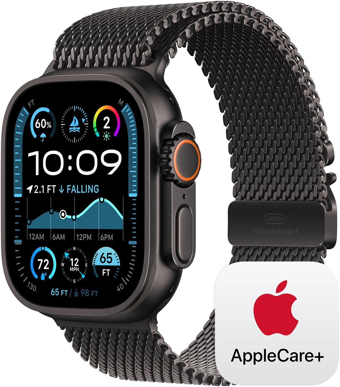 Apple Watch Ultra 2 [GPS + Cellular 49mm] Smartwatch, Sport Watch with Black Titanium Case with Dark Green Alpine Loop - S. Fitness Tracker, Precision GPS, Action Button, Carbon Neutral