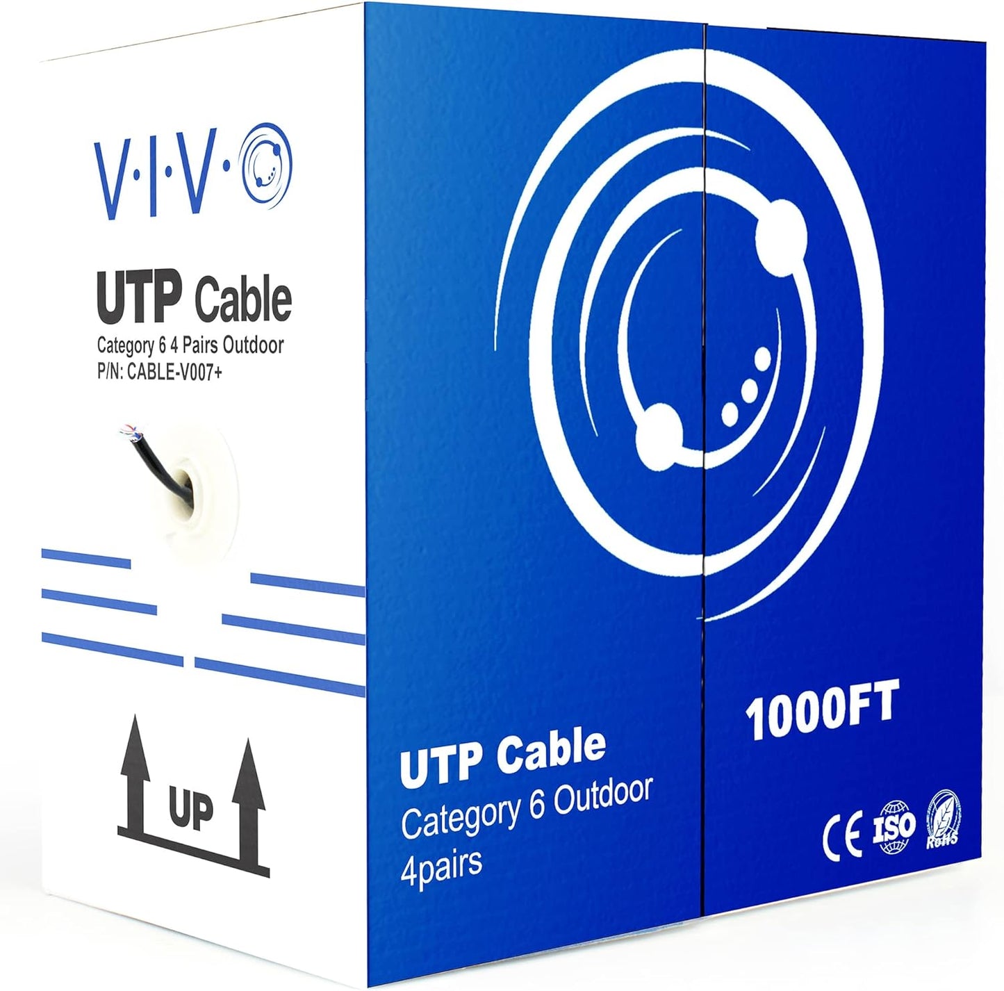 VIVO Waterproof 500ft Bulk Cat6 Wire, CCA Ethernet Cable, 23 AWG, UTP Pull Box, Outdoor Direct Burial, Black, CABLE-V012