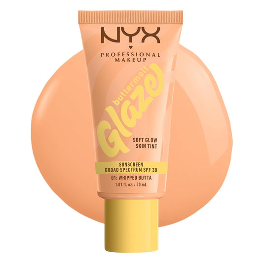 NYX PROFESSIONAL MAKEUP Buttermelt Glaze Soft Glow Skin Tint + SPF 30, Up To 12HR Wear, 02 Vanilla Bean Butta