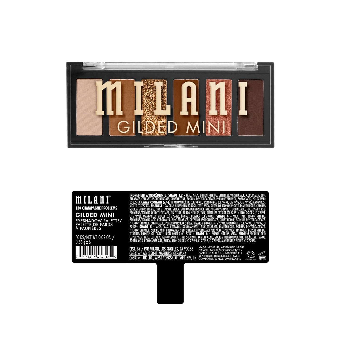 Milani Gilded Mini Eyeshadow Palette with 6 Matte & Shimmer Hues - Champagne Problems